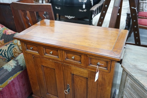 A French provincial style walnut side cabinet, width 79cm, depth 41cm, height 91cm